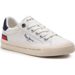 Tenisówki PEPE JEANS - Tennis Canvas PBS30402 White 800. Białe półbuty dziewczęce Pepe Jeans, na sznurówki. Za 219,00 zł.