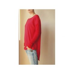 Bluza tunika asymetryczna Frak okrągły Czerwona. Czerwone tuniki damskie One mug a day, s, bez wzorów, z elastanu, z okrągłym kołnierzem, z długim rękawem. Za 249,00 zł.