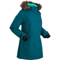 Długa kurtka outdoorowa funkcyjna z kapturem bonprix niebieskozielony morski. Niebieskie kurtki damskie bonprix, s, bez wzorów, długie, z kapturem. Za 269,99 zł.