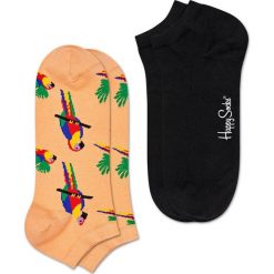 Happy Socks - Stopki Parrot (2-pak). Żółte skarpetki damskie Happy Socks, bez wzorów. W wyprzedaży za 34,90 zł.
