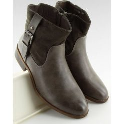 Botki damskie brązowe 1004-PA KHAKI. Pomarańczowe botki damskie obuwie damskie, z zamszu, bez obcasa, na płaskiej podeszwie, z paskami. Za 107,78 zł.