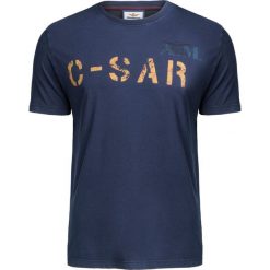 T-shirt AERONAUTICA MILITARE Granatowy. Niebieskie t-shirty męskie marki Aeronautica Militare, z nadrukiem, z bawełny, militarne, z włoskim kołnierzykiem. W wyprzedaży za 210,00 zł.