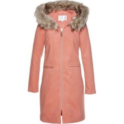Krótki płaszcz z kołnierzem ze sztucznego futerka bonprix brzoskwiniowy. Pomarańczowe płaszcze damskie bonprix, krótkie. Za 239,99 zł.