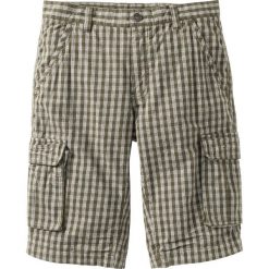 Bermudy Regular Fit bonprix ciemnooliwkowo-biały w kratę. Zielone spodenki i szorty męskie bonprix, m, bez wzorów. Za 109,99 zł.