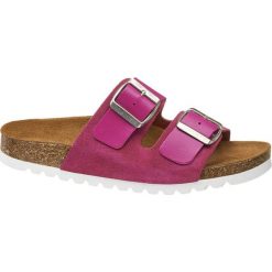 Klapki damskie Vero Moda fuksja. Czerwone klapki damskie Vero Moda, bez wzorów, ze skóry, bez obcasa. Za 159,90 zł.