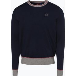 La Martina - Sweter męski, niebieski. Niebieskie swetry klasyczne męskie marki La Martina, xl, w paski, prążkowane, z kontrastowym kołnierzykiem. Za 229,95 zł.