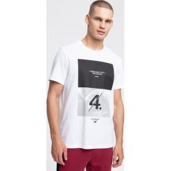 T-shirt męski TSM268 - biały. Białe t-shirty męskie marki 4f, m, bez wzorów, bez kołnierzyka. W wyprzedaży za 39,99 zł.