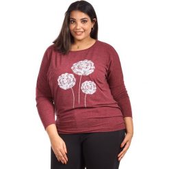 Oversize'owa bordowa bluzka z nadrukiem dmuchawców duże rozmiary XXL. Czerwone bluzki damskie Moda Size Plus Iwanek, xl, z nadrukiem, z dzianiny, eleganckie, z okrągłym kołnierzem, bez rękawów. Za 89,00 zł.