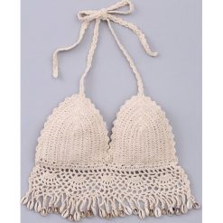 Beżowa Góra Od Bikini Day Star. Brązowe stroje kąpielowe damskie Born2be, uniwersalny, z aplikacjami, retro. Za 69,99 zł.