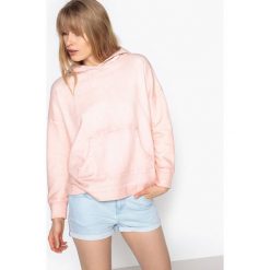 Bluza z kapturem, oversize, efekt dekatyzacji. Czerwone bluzy damskie marki La Redoute Collections, l, z bawełny, z długim rękawem, długie, z kapturem. Za 102,86 zł.