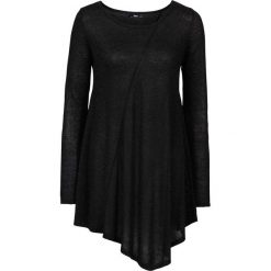 Sweter z błyszczącą nitką, długi rękaw bonprix czarny - metaliczny srebrny. Czarne swetry klasyczne damskie marki bonprix, z dzianiny, z asymetrycznym kołnierzem. Za 64,99 zł.