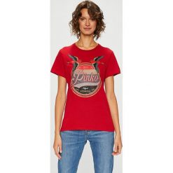 Pinko - Top Stereo. Czerwone bluzki damskie marki Pinko, s, z nadrukiem, z elastanu, casualowe, z okrągłym kołnierzem, z krótkim rękawem. W wyprzedaży za 349,90 zł.