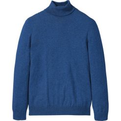 Sweter z golfem z kaszmirem bonprix niebieski melanż. Niebieskie swetry męskie bonprix, s, bez wzorów, z kaszmiru. Za 129,99 zł.