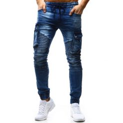 Joggery męskie: Joggery męskie jeansowe niebieskie (ux1181)