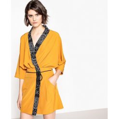 Sukienki: Gładka sukienka portfelowa, rękaw kimono