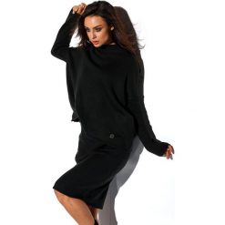 Komplet sweter półgolf i spódnica LS260 czarny. Czarne spódniczki damskie Lemoniade, na jesień, uniwersalny, bez wzorów, eleganckie, bez rękawów, bez kaptura. Za 159,90 zł.