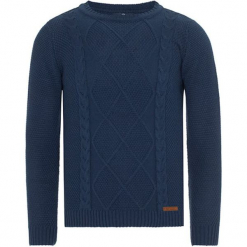 Sweter w kolorze granatowym. Niebieskie swetry klasyczne męskie marki Jimmy Sanders, m, ze splotem, z okrągłym kołnierzem. W wyprzedaży za 99,95 zł.