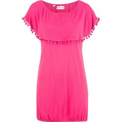 Shirt "carmen" z kolekcji Maite Kelly bonprix ciemnoróżowy melanż. Różowe koszulki damskie bonprix, bez wzorów, boho, bez kołnierzyka. Za 54,99 zł.