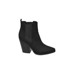 Czarne botki damskie Catwalk na masywnym obcasie. Czarne botki damskie z materiału, bez obcasa, na obcasie, bez zapięcia. Za 179,90 zł.
