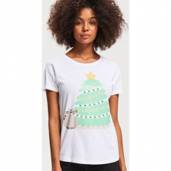 T-shirt z nadrukiem Pusheen - Biały. Białe t-shirty damskie Reserved, l, z nadrukiem. Za 29,99 zł.