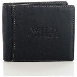 Skórzany portfel męski Wild things Only GA186 czarny - Czarny. Czarne portfele męskie Wild, bez wzorów, ze skóry. Za 69,99 zł.