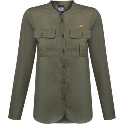 Koszula AERONAUTICA MILITARE Zielony. Zielone koszule damskie marki Aeronautica Militare, z haftami, z bawełny, ze stójką. Za 364,00 zł.