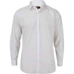 Koszula Męska, Długim Rękawem, Kryta Plisa, Na Spinki - Prosty Krój KSDWJRL0060. Koszule męskie Jurel, m, bez wzorów, z bawełny, eleganckie, z klasycznym kołnierzykiem, z długim rękawem. Za 99,00 zł.
