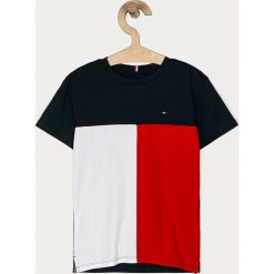 Tommy Hilfiger - T-shirt dziecięcy 128-176 cm. Niebieskie t-shirty chłopięce TOMMY HILFIGER, bez wzorów, z bawełny, bez rękawów. Za 159,90 zł.
