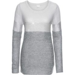 Sweter z metalicznym nadrukiem bonprix ciemnoszaro-jasnoszaro-srebrny. Szare swetry klasyczne damskie bonprix. Za 99,99 zł.