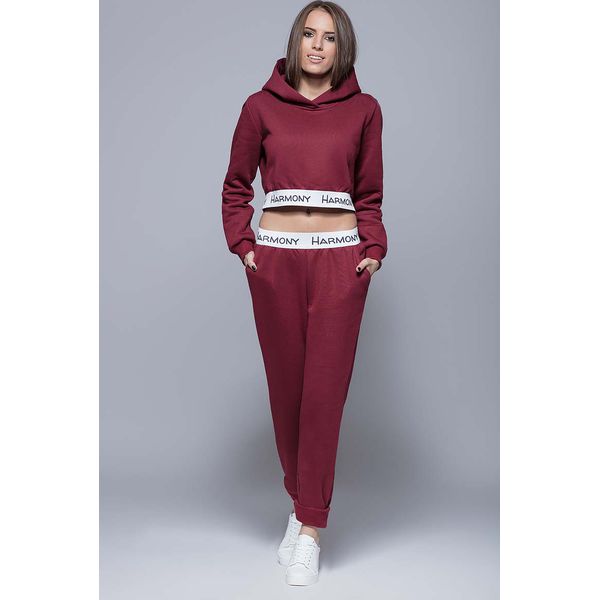 Bordowe Sportowe Dresowe Spodnie na Gumie. Czerwone spodnie damskie Molly.pl, m, z dresówki. W wyprzedaży za 49,90 zł.