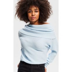 Sweter z szerokim golfem - Niebieski. Niebieskie swetry damskie Reserved, s, bez wzorów, bez rękawów, bez kaptura. Za 79,99 zł.