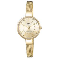 Biżuteria i zegarki: Zegarek Q&Q Zegarek damski QA17-010 Fasion Mesh Gold Złoty