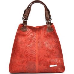 Shopper bag damskie: Skórzane torebka w kolorze czerwonym – (S)30 x (W)37 x (G)16 cm