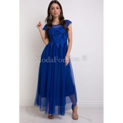 Sukienka Lena Blue. Niebieskie sukienki damskie Modaforyou, s, bez wzorów, z elastanu, eleganckie, z dekoltem na plecach, bez rękawów, maxi. Za 149,00 zł.
