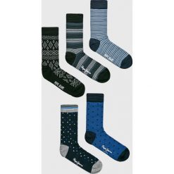 Pepe Jeans - Skarpety Simon (5-pack). Niebieskie skarpetki męskie marki Pepe Jeans, z elastanu. W wyprzedaży za 89,90 zł.