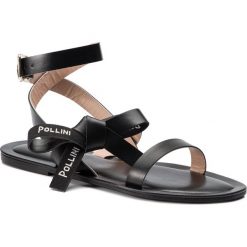 Sandały POLLINI - SA16100C17TD0000 Nero. Czarne klapki damskie Pollini, bez wzorów, ze skóry, bez obcasa, na obcasie. W wyprzedaży za 649,00 zł.