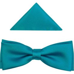Turkusowa mucha męska z poszetką B9. Niebieskie muszki męskie Modini Moda Męska, na co dzień, bez wzorów, z tkaniny, eleganckie. W wyprzedaży za 45,00 zł.