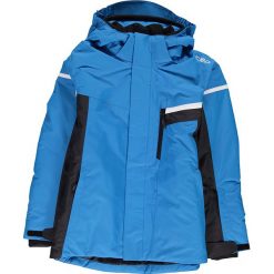 Kurtka narciarska w kolorze niebieskim. Niebieskie kurtki chłopięce CMP Kids, bez wzorów, z tkaniny, bez kaptura. W wyprzedaży za 257,95 zł.
