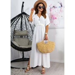 Sukienka Maxi Marel Kolor Biel OneSize. Czarne sukienki damskie Ligari Dresses, s, w paski, z elastanu, eleganckie, bez kołnierzyka, bez rękawów, maxi, kopertowe. Za 139,99 zł.