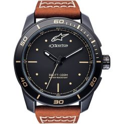 Zegarek TECH WATCH 3H pasek skórzany brązowy z dodatkowym paskiem silikonowym czarnym ALPINESTARS kolor czarny/matowy, rozmiar OS. Czarne zegarki męskie Alpinestars, ze stali. W wyprzedaży za 539,00 zł.