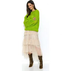 Sweter oversize z wełną limonka. Swetry damskie e-margeritka.pl, na wiosnę, s, bez wzorów, z wełny, z krótkim rękawem, krótkie, bez kaptura. Za 119,99 zł.