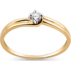 Złoty Pierścionek - złoto żółte 585, Brylant 0,08ct. Żółte pierścionki damskie marki W.KRUK, z brylantem, złote. Za 1490,00 zł.
