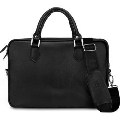 Ekskluzywna Skórzana torba na laptopa czarna. Czarne torby męskie skórzane Solier Gold, bez wzorów, ze skóry, eleganckie, na ramię. Za 699,00 zł.