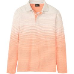 Shirt polo, długi rękaw bonprix naturalno-jasnopomarańczowy w paski. Brązowe koszulki męskie bonprix, xl, w paski, polo, z długim rękawem, długie. Za 42,99 zł.