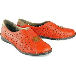 RIEKER 48451-33 red, półbuty, mokasyny damskie. Czerwone mokasyny damskie Rieker, z gumy. Za 249,90 zł.