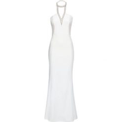 Sukienka wieczorowa bonprix biały. Białe sukienki damskie bonprix, z aplikacjami, glamour, bez kołnierzyka, bez rękawów. Za 239,99 zł.