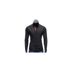 KOSZULA MĘSKA ELEGANCKA Z DŁUGIM RĘKAWEM K300 - CZARNA. Czarne koszule męskie Ombre Clothing, s, bez wzorów, z bawełny, eleganckie, z kontrastowym kołnierzykiem, z długim rękawem. Za 49,00 zł.