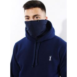 Komin polarowy Navy. Niebieskie czapki męskie Edward Orlovski, na zimę, z aplikacjami, z polaru. Za 25,00 zł.